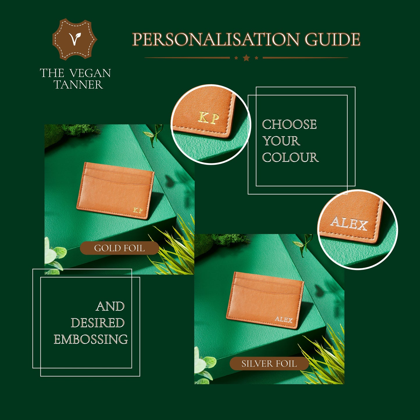 Personalised Double sided Vegan Leather Slim Business Credit Card Holder