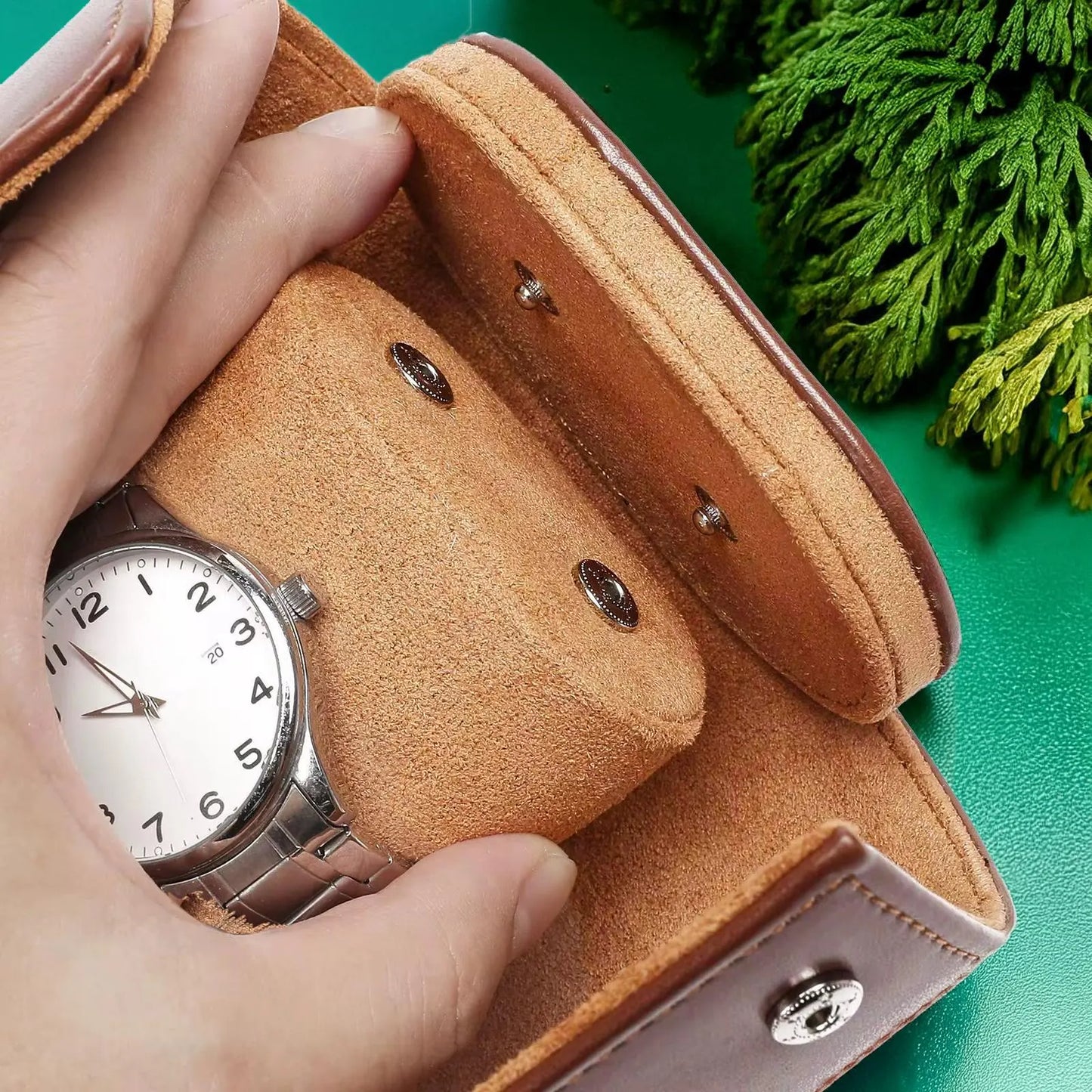 Personalized Vegan Leather Watch Case: Travel Watch Organizer